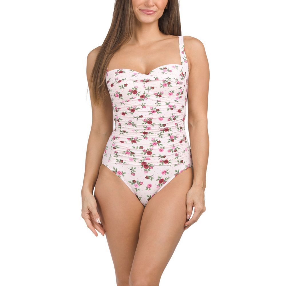 Betsey Johnson Medium Pink Roses One Piece Betsey Swim Suit‎ NWT  $128 Coquette
